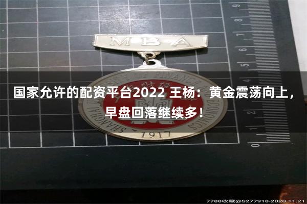 国家允许的配资平台2022 王杨：黄金震荡向上，早盘回落继续多！