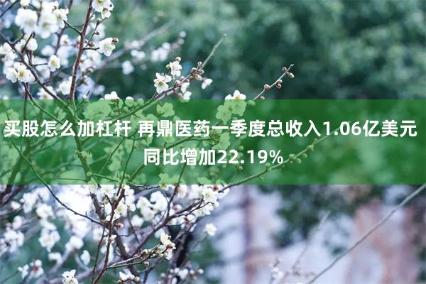 买股怎么加杠杆 再鼎医药一季度总收入1.06亿美元 同比增加22.19%