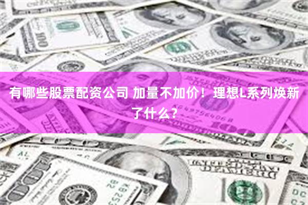 有哪些股票配资公司 加量不加价！理想L系列焕新了什么？