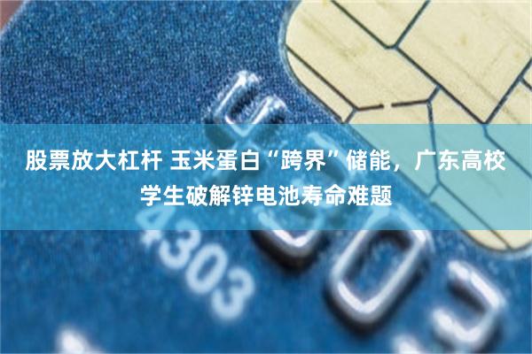 股票放大杠杆 玉米蛋白“跨界”储能,广东高校学生破解锌电池寿命难题