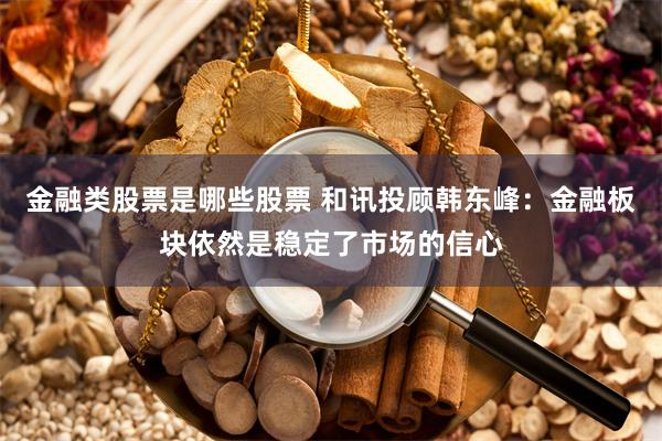 金融类股票是哪些股票 和讯投顾韩东峰：金融板块依然是稳定了市场的信心
