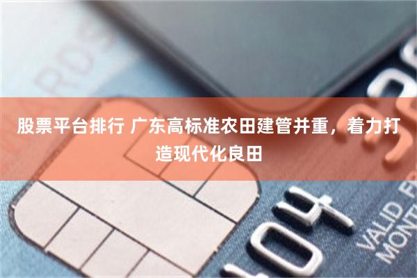股票平台排行 广东高标准农田建管并重，着力打造现代化良田