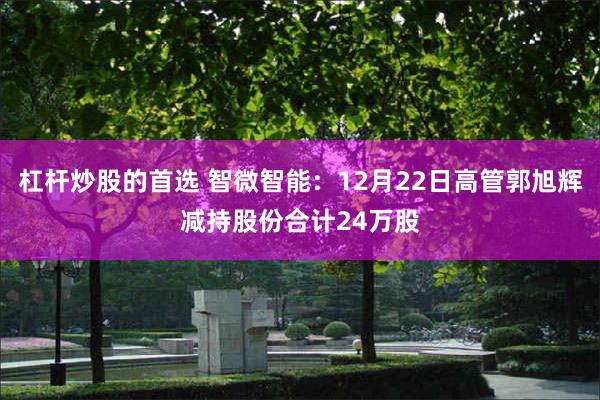杠杆炒股的首选 智微智能：12月22日高管郭旭辉减持股份合计24万股