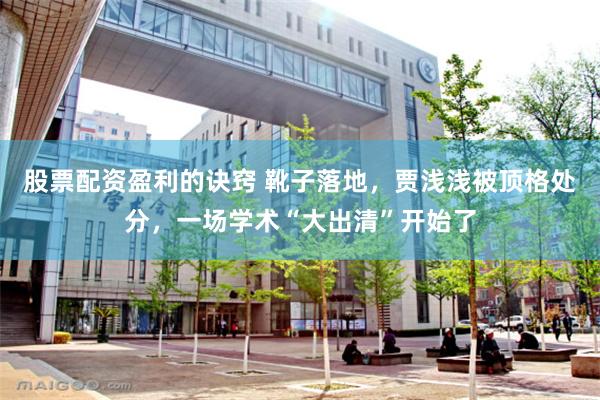 股票配资盈利的诀窍 靴子落地，贾浅浅被顶格处分，一场学术“大出清”开始了