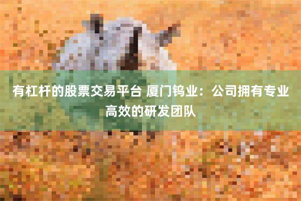 有杠杆的股票交易平台 厦门钨业：公司拥有专业高效的研发团队