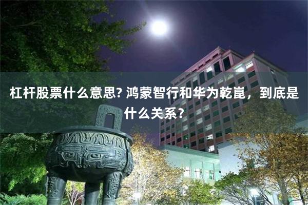 杠杆股票什么意思? 鸿蒙智行和华为乾崑，到底是什么关系？