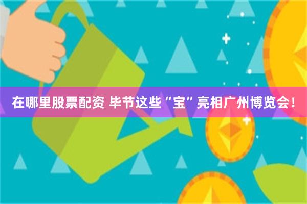 在哪里股票配资 毕节这些“宝”亮相广州博览会！