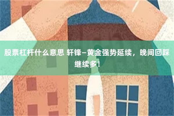 股票杠杆什么意思 轩锋—黄金强势延续，晚间回踩继续多！