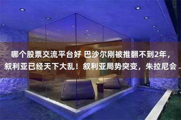 哪个股票交流平台好 巴沙尔刚被推翻不到2年，叙利亚已经天下大乱！叙利亚局势突变，朱拉尼会